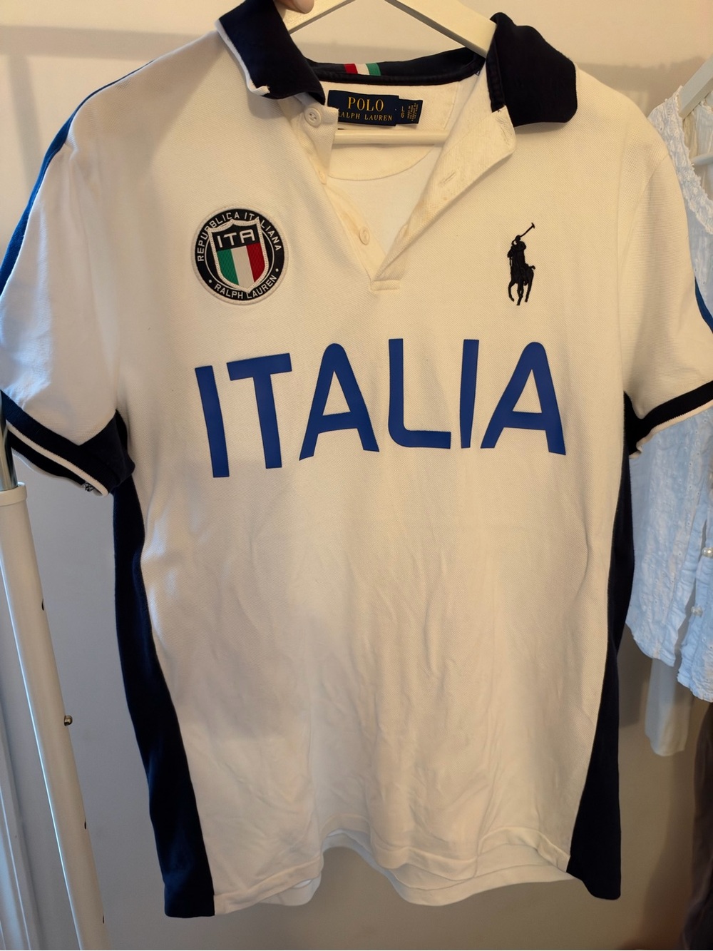 Polo by Ralph Lauren White & Navy Italia Rugby Polo